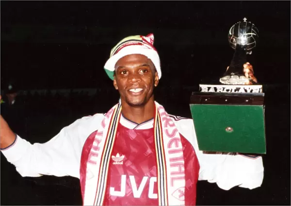 Paul Davis with the League Championship Trophy. Arsenal v Manchester United