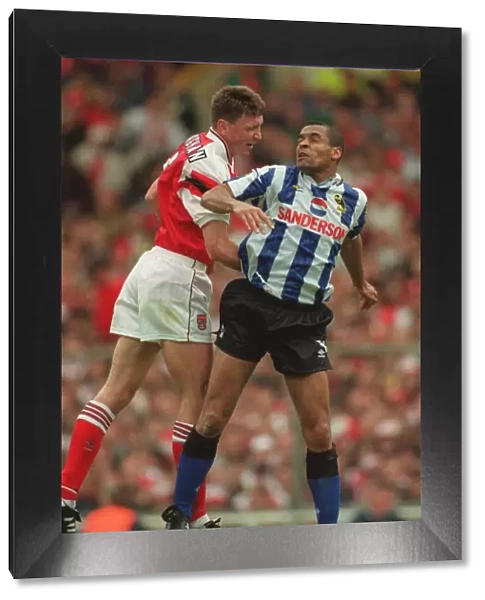 Andy Linighan (Arsenal) and Mark Bright (Sheff Wed)