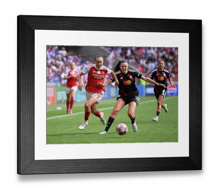 Framed Print : OL Lyonnes v Arsenal FC - UEFA Women's Champions League 2025 / 26 Semi-Final Second Leg OL Lyonnes v Arsenal FC - UEFA Women's Champions League 2025 / 26 Semi-Final Second Leg