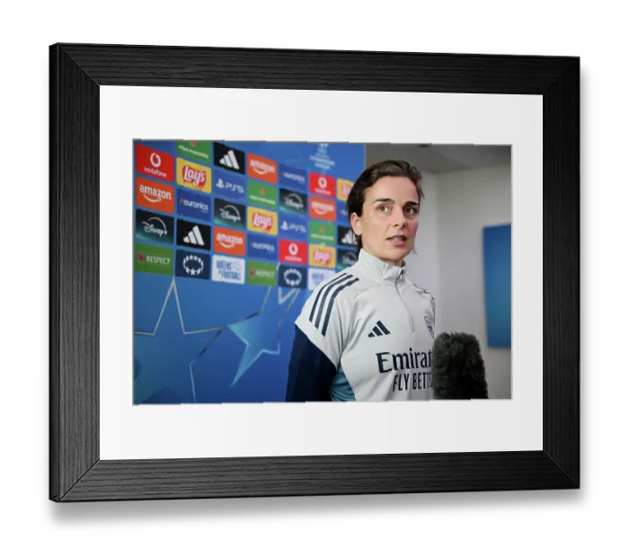 Framed Print : OL Lyonnes v Arsenal FC - UEFA Women's Champions League 2025 / 26 Semi-Final Second Leg OL Lyonnes v Arsenal FC - UEFA Women's Champions League 2025 / 26 Semi-Final Second Leg