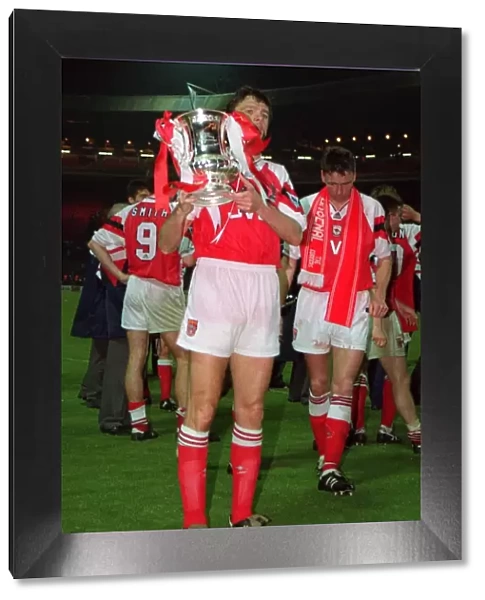 David O Leary (Arsenal) holds the FA Cup Trophy. Arsenal v Sheffield Wednesday