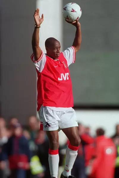 Ian Wright (Arsenal) with the match ball