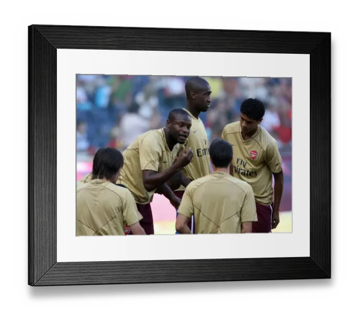 Framed Print : William Gallas Rallies Arsenal Team: Pre-Season Motivation before Salzburg Match