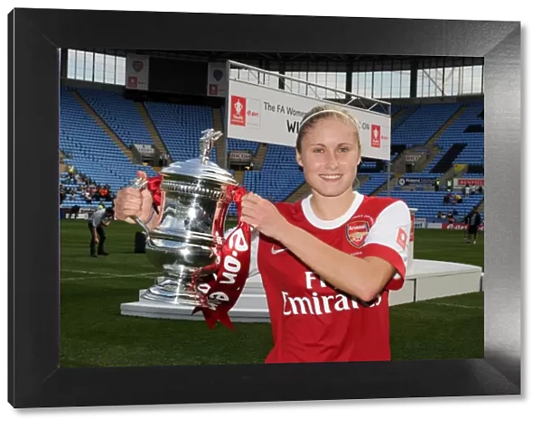 Steph Houghton (Arsenal) with the FA Cup Trophy. Arsenal Ladies 2: 0 Bristol Academy