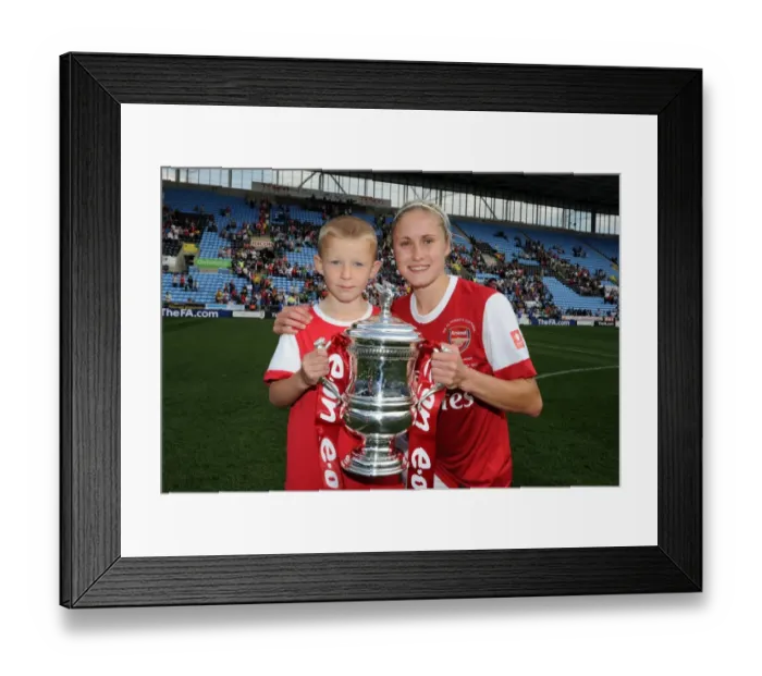 Framed Print : Steph Houghton with the FA Cup: Arsenal's Victory over Bristol Academy (2011)