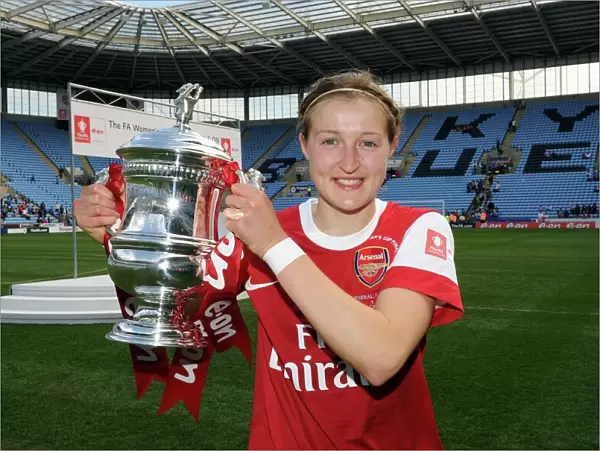 Ellen White (Arsenal) with the FA Cup Trophy. Arsenal Ladies 2: 0 Bristol Academy