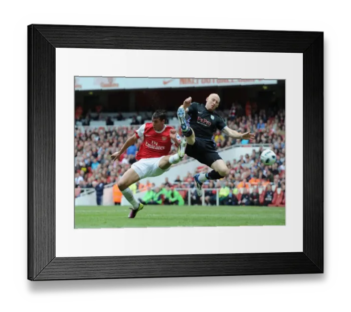 Framed Print : Marouane Chamakh (Arsenal) James Collins (Villa). Arsenal 1: 2 Aston Villa