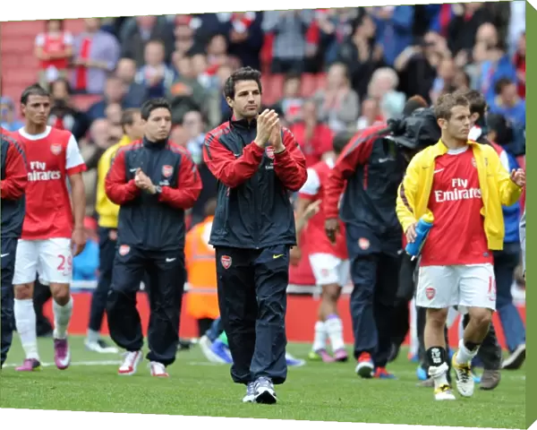 Cesc Fabregas (Arsenal) thanks the fans for thier support after the match