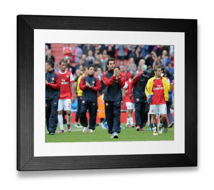 Framed Print : Cesc Fabregas (Arsenal) thanks the fans for thier support after the match