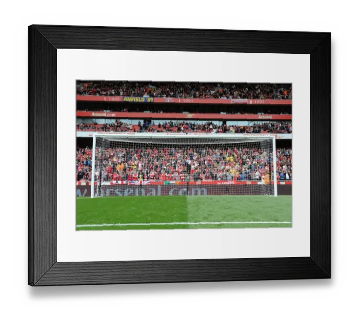 Framed Print : The goal in the North Bank. Arsenal 1: 2 Aston Villa. Barclays Premier League Framed Print : The goal in the North Bank. Arsenal 1: 2 Aston Villa. Barclays Premier League