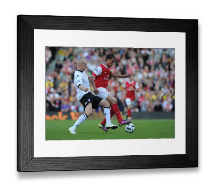 Framed Print : Marouane Chamakh (Arsenal) Philippe Senderos (Fulham). Fulham 2: 2 Arsenal