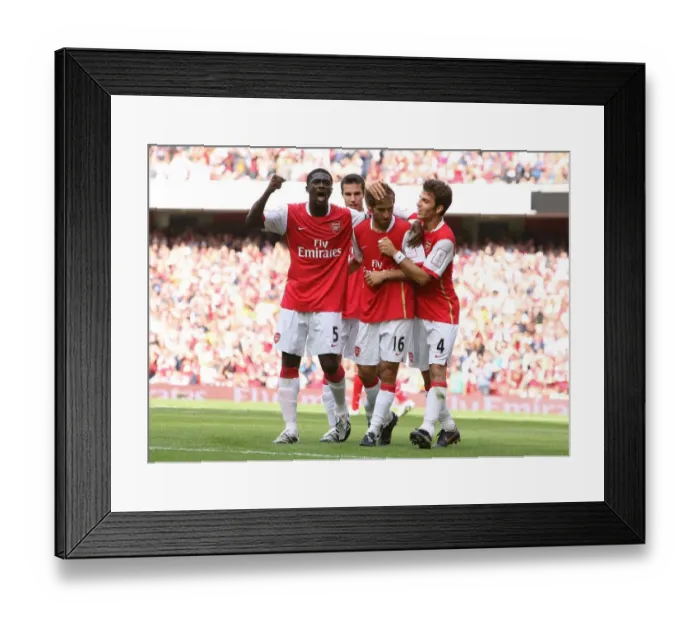Framed Print : Flamini, Toure, and Fabregas: Arsenal's Unforgettable Goal Celebration vs. Paris Saint-Germain, Emirates Cup 2007 Framed Print : Flamini, Toure, and Fabregas: Arsenal's Unforgettable Goal Celebration vs. Paris Saint-Germain, Emirates Cup 2007
