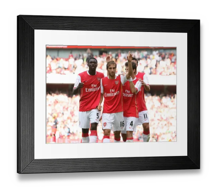 Framed Print : Mathieu Flamini celebrates scoring Arsenals 1st goal with Kolo Toure Framed Print : Mathieu Flamini celebrates scoring Arsenals 1st goal with Kolo Toure