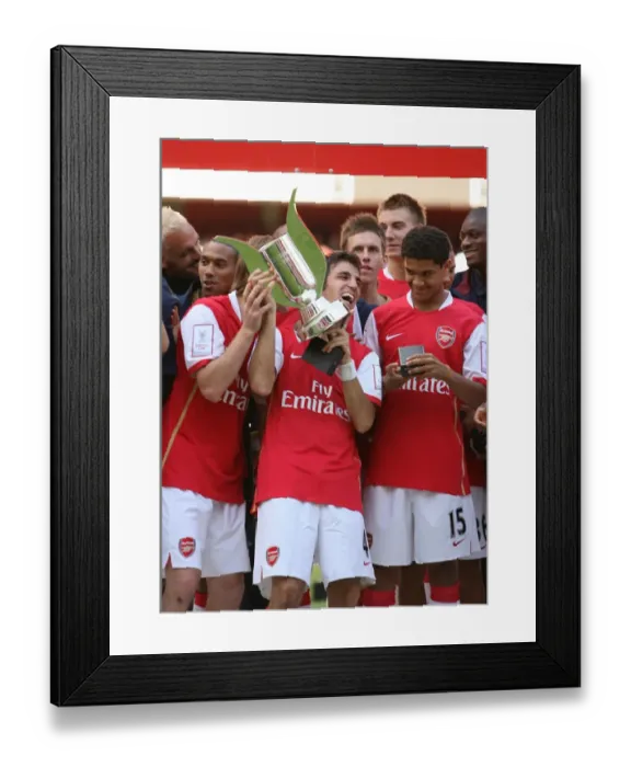 Framed Print : Cesc Fabregas Celebrates with the Emirates Trophy: Arsenal's 2:1 Victory over Inter Milan Framed Print : Cesc Fabregas Celebrates with the Emirates Trophy: Arsenal's 2:1 Victory over Inter Milan