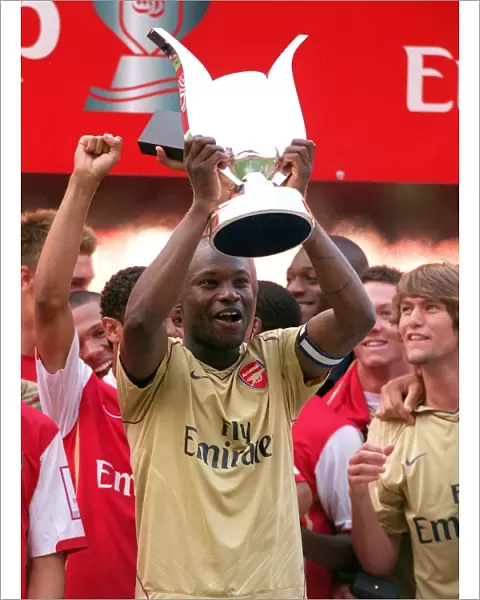 William Gallas lifts the Emirates Trophy for Arsenal