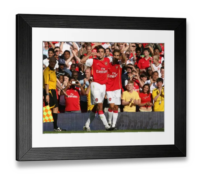 Framed Print : Robin van Perise (Arsenal) celebrates scoring Arsenals 2nd goal with Mathieu Flamini Framed Print : Robin van Perise (Arsenal) celebrates scoring Arsenals 2nd goal with Mathieu Flamini