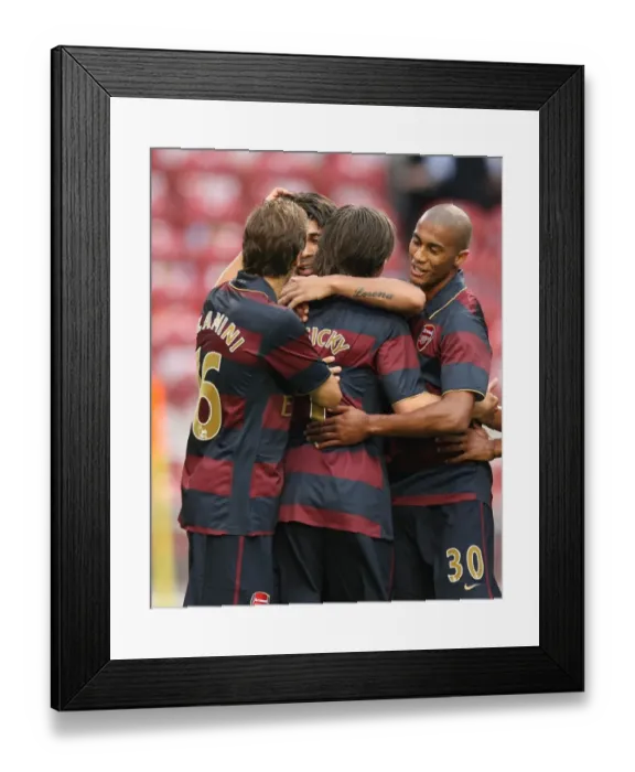 Framed Print : Eduardo celebrates scoring Arsenals 2nd goal with Mathieu Flamini and Armand Traore Framed Print : Eduardo celebrates scoring Arsenals 2nd goal with Mathieu Flamini and Armand Traore