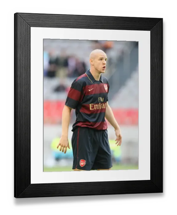 Framed Print : Philippe Senderos Leads Arsenal to Victory: 2-1 Over Lazio at Amsterdam ArenA (2007)