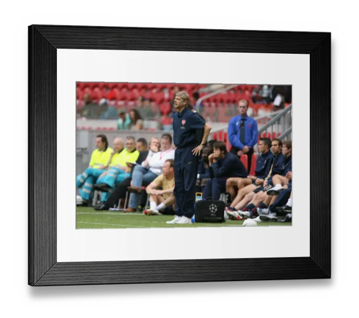 Framed Print : Arsene Wenger Guides Arsenal to Victory: 2-1 over Lazio at Amsterdam ArenA