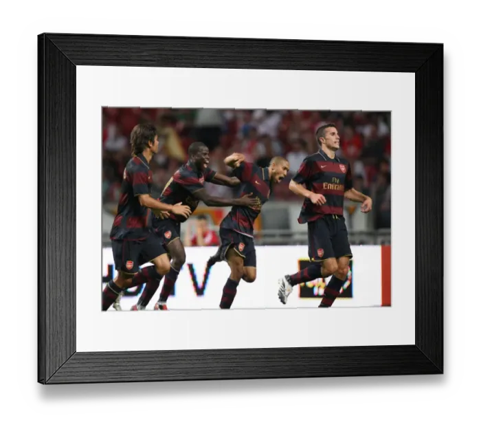 Framed Print : Robin van Persie's Euphoric Goal Celebration with Teammates Eboue, Eduardo, and Clichy: Arsenal's Historic Win at Ajax ArenA (4 / 8 / 07) Framed Print : Robin van Persie's Euphoric Goal Celebration with Teammates Eboue, Eduardo, and Clichy: Arsenal's Historic Win at Ajax ArenA (4 / 8 / 07)