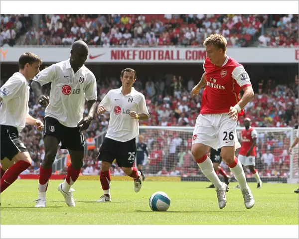 Nicklas Bendtner (Arsenal) Chris Baird, Papa Diop and Simon Davies (Fulham)