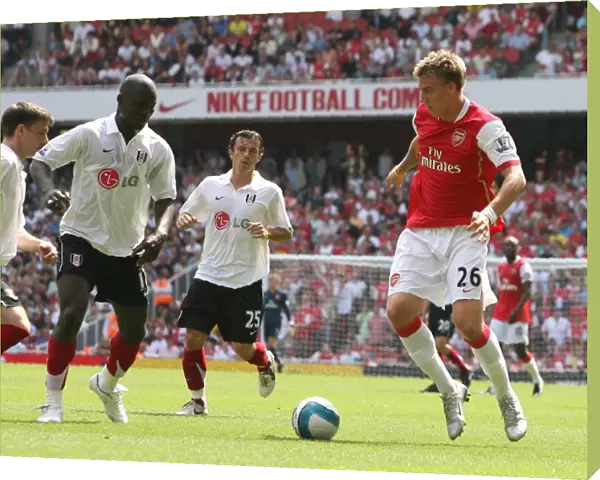 Nicklas Bendtner (Arsenal) Chris Baird, Papa Diop and Simon Davies (Fulham)