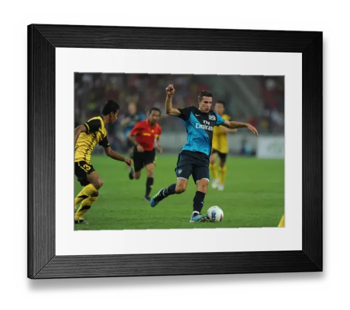 Framed Print : Robin van Persie (Arsenal) Mohd Ismail (Malaysia). Malaysia XI 0: 4 Arsenal