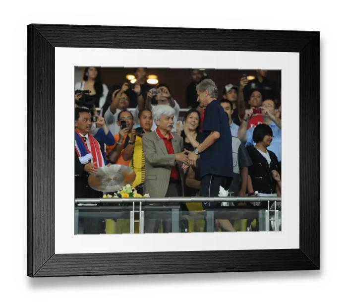 Framed Print : Arsenal manager Arsene Wenger with the Malaysian Prime Minister. Malaysia XI 0: 4 Arsenal