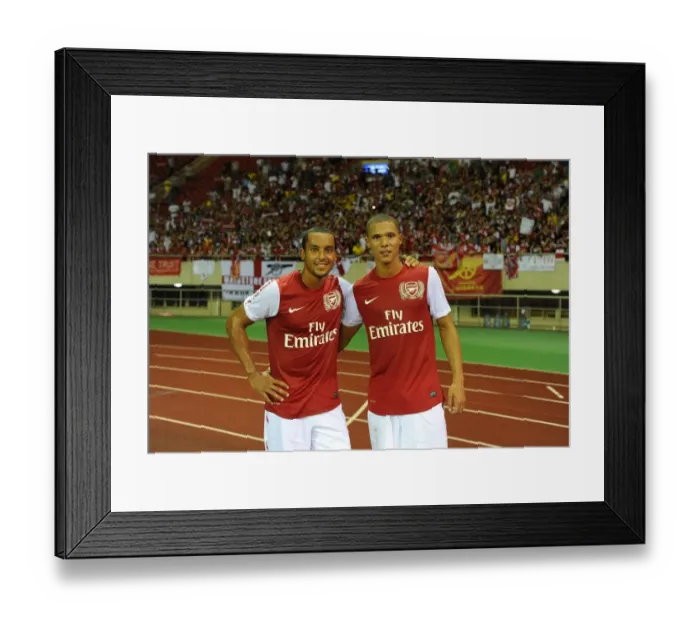 Framed Print : Theo Walcott and Kieran Gibbs of Arsenal in Action during Hangzhou Greentown Friendly Framed Print : Theo Walcott and Kieran Gibbs of Arsenal in Action during Hangzhou Greentown Friendly