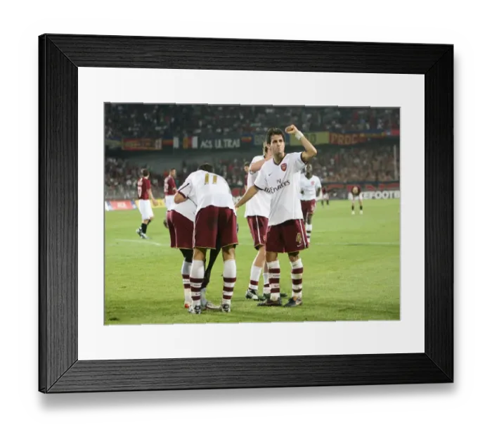 Framed Print : Fabregas's Excitement: Arsenal's First Goal Against Sparta Prague by Alex Hleb