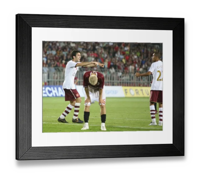 Framed Print : Cesc Fabregas and Gael Clichy: Unforgettable Moment as Arsenal Takes the Lead in Champions League Qualifier Against Sparta Prague (2007) Framed Print : Cesc Fabregas and Gael Clichy: Unforgettable Moment as Arsenal Takes the Lead in Champions League Qualifier Against Sparta Prague (2007)