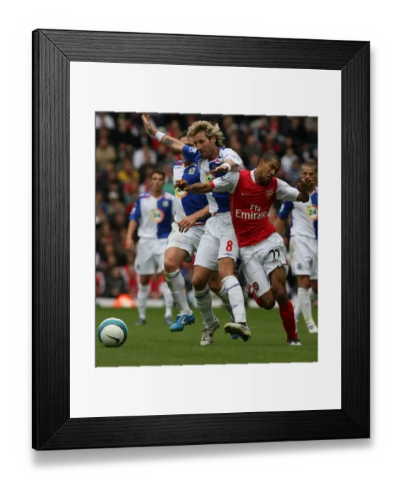 Framed Print : Gael Clichy (Arsenal) Robbie Savage (Blackburn Rovers)
