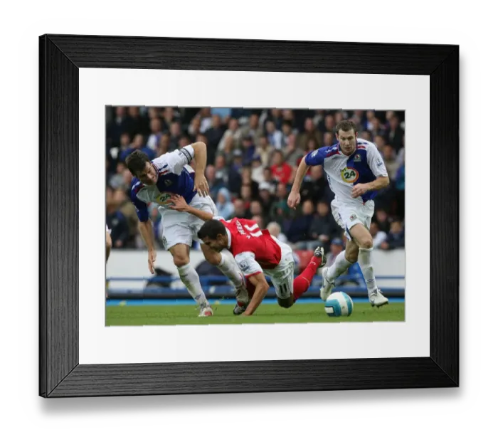 Framed Print : Robin van Persie vs. Ryan Nelson: A Battle at Ewood Park