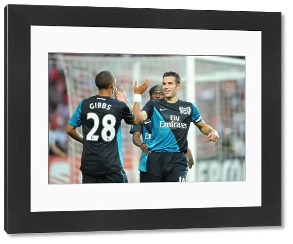 Van Persie and Gibbs Celebrate Goal: Benfica vs. Arsenal, 2011-12 Pre-Season Friendly