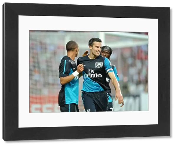 Arsenal: Van Persie and Gibbs Celebrate Goal Against Benfica, 2011