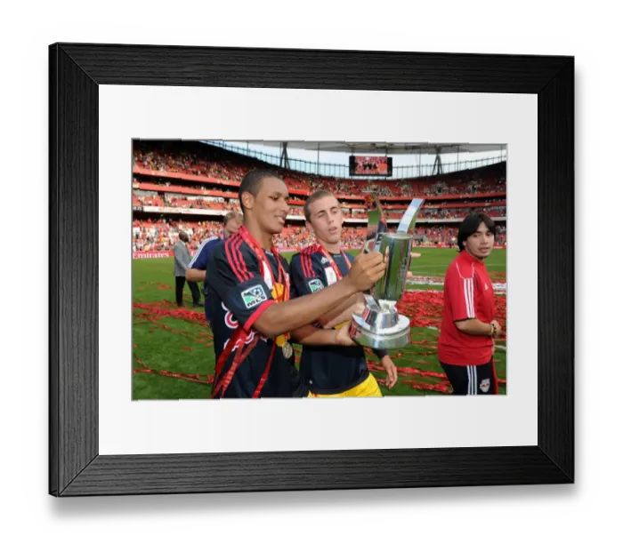 Framed Print : Juan Agudelo and John Rooney (Red Bulls) with the Emirates Cup Trophy. Arsenal 1 Framed Print : Juan Agudelo and John Rooney (Red Bulls) with the Emirates Cup Trophy. Arsenal 1