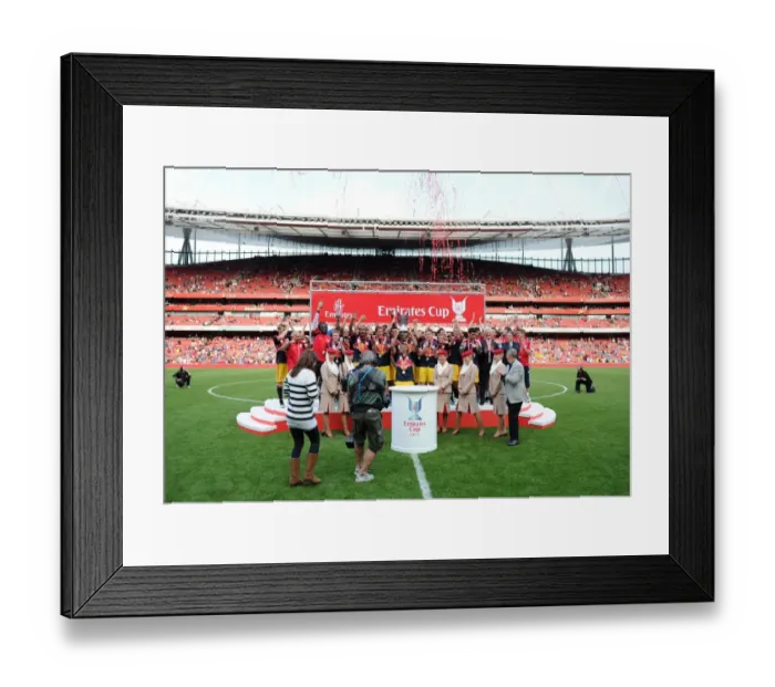 Framed Print : Thierry Henry Lifts Emirates Cup: Arsenal vs. New York Red Bulls End in a 1:1 Draw