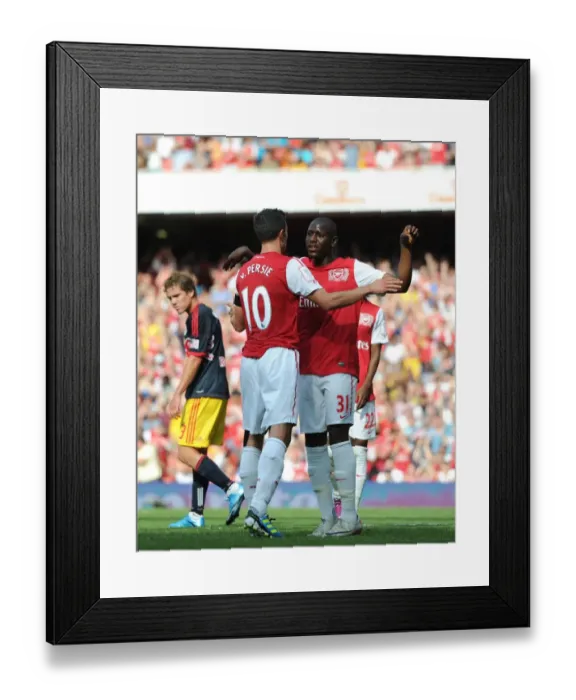 Framed Print : Robin van Persie celebrates scoring Arsenals goal with Benik Afobe Framed Print : Robin van Persie celebrates scoring Arsenals goal with Benik Afobe