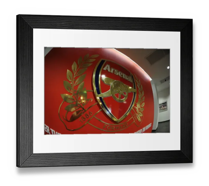 Framed Print : Arsenal Unveils New Crest at Emirates Stadium during Emirates Cup Match against New York Red Bulls, 2011