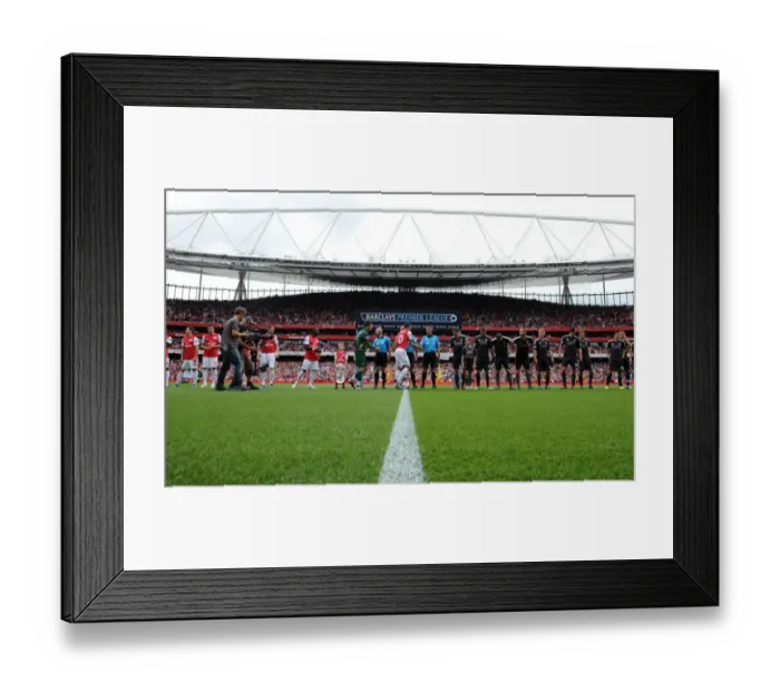 Framed Print : Arsenal and Liverpool line up before the match. Arsenal 0: 2 Liverpool. Barclays Premier League Framed Print : Arsenal and Liverpool line up before the match. Arsenal 0: 2 Liverpool. Barclays Premier League