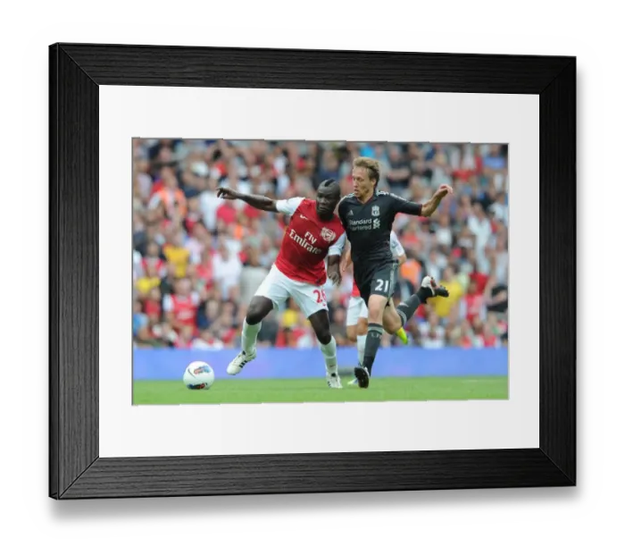 Framed Print : Clash of Midfielders: Frimpong vs. Lucas (Arsenal vs. Liverpool, 2011-2012)