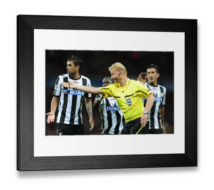 Framed Print : Arsenal vs Udinese: Referee Kevin Blom Overseeing the UEFA Champions League Play-Off at Emirates Stadium (2011-12) Framed Print : Arsenal vs Udinese: Referee Kevin Blom Overseeing the UEFA Champions League Play-Off at Emirates Stadium (2011-12)