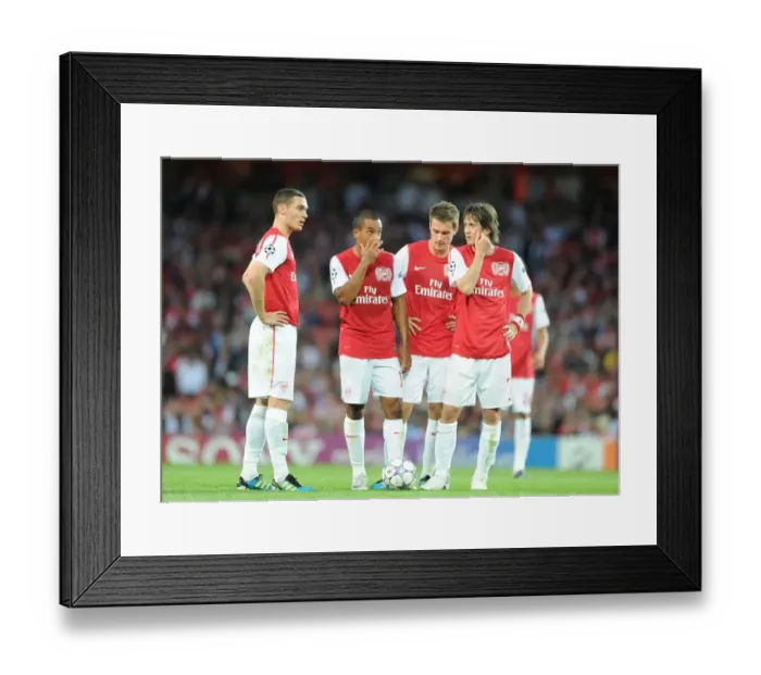 Framed Print : Arsenal's Vermaelen, Walcott, Ramsey, and Rosicky Prepare for Udinese Clash in 2011-12 Champions League