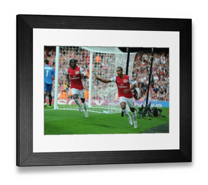 Framed Print : Arsenal's Walcott and Gervinho: Celebrating a Goal in the 2011-12 UEFA Champions League (vs Udinese)