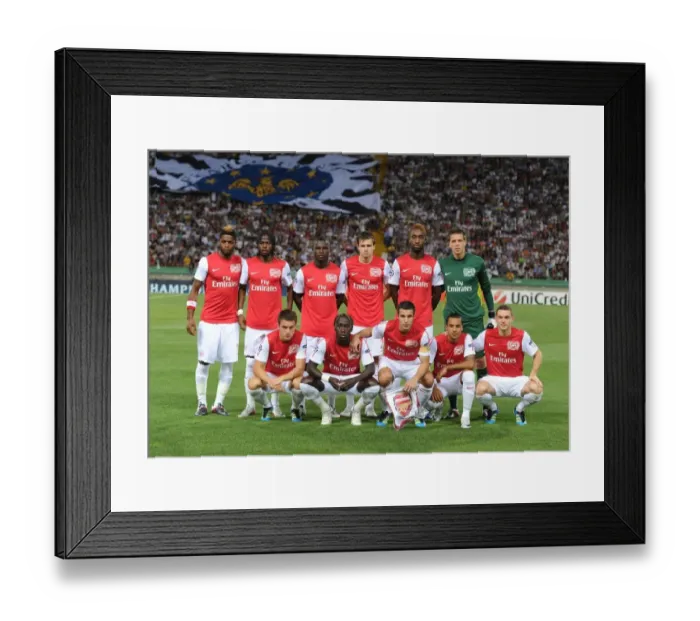 Framed Print : Arsenal FC vs. Udinese Calcio - UEFA Champions League Play-Off, 2011: The Team Line-Up at Stadio Friuli
