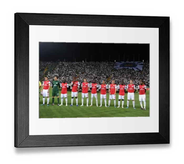 Framed Print : Arsenal FC vs. Udinese Calcio, UEFA Champions League Play-Off 2011: The Team Line-Up at Stadio Friuli