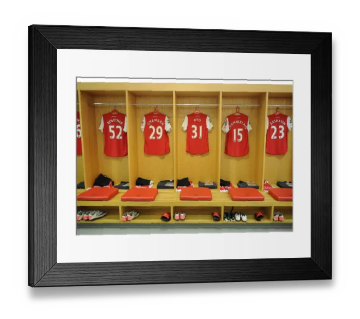 Framed Print : Arsenal Dressing Room: Pre-Match Focus before Arsenal vs. Liverpool at Emirates Stadium Framed Print : Arsenal Dressing Room: Pre-Match Focus before Arsenal vs. Liverpool at Emirates Stadium
