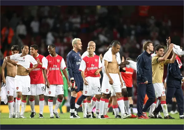 The Arsenal players celebrate after the match Arsenal 3: 0 Sparta Prague