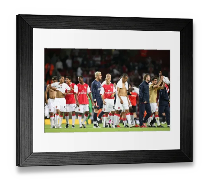 Framed Print : The Arsenal players celebrate after the match Arsenal 3: 0 Sparta Prague Framed Print : The Arsenal players celebrate after the match Arsenal 3: 0 Sparta Prague