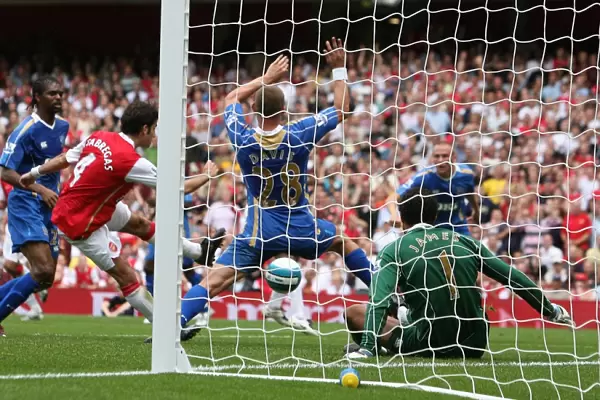Cesc Fabregas scores Arsenals 2nd goal past David James (Portsmouth)